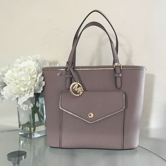 Michael Kors Handbags - Michael Kors Saffiano Frame Fawn Tote Purse Bag